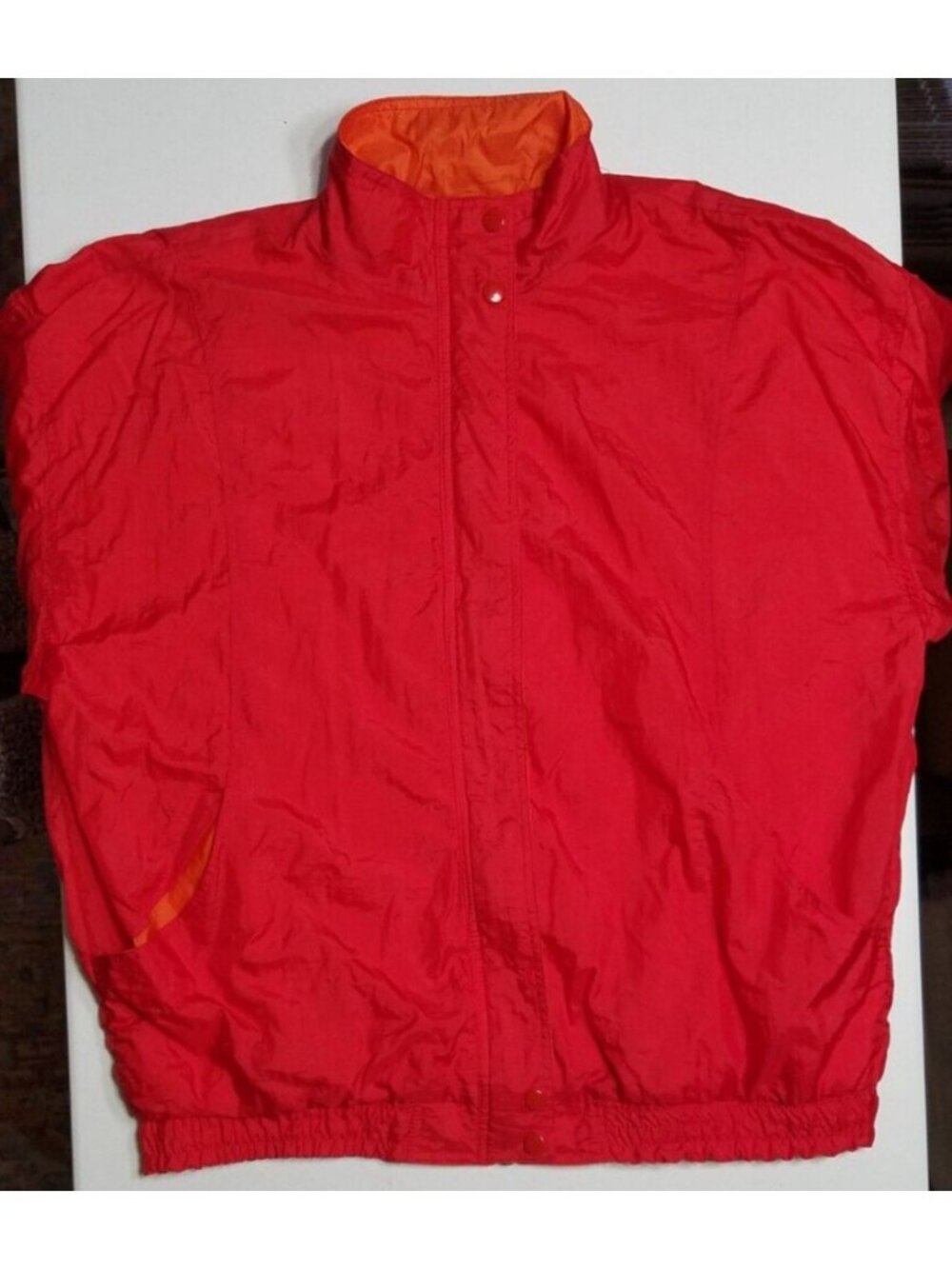 Cambridge & Adams Vintage Full Zip Lined Red Nylon Windbreaker Jacket Women's L